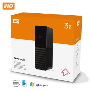 WD My Book ฮาร์ดดิสก์ HDD 3TB ไดร์ฟเก็บข้อมูล วิดีโอ ภาพ เพลง (WDBBGB0030HBK-SESN) External Drive USB3 ประกัน Synnex 3ปี