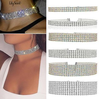 👍🎀แฟชั่นพังค์หรูหรา Rhinestone Choker สร้อยคอจัดงานแต่งงาน