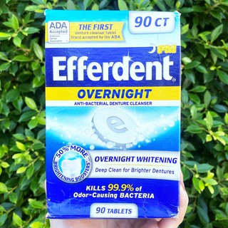 เม็ดฟู่ทำความสะอาดฟันปลอม แช่ข้ามคืน PM Denture Cleanser Tablets Overnight Whitening 90 Tablets (Efferdent®)