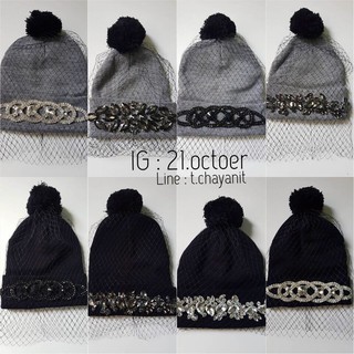 21.october  หมวกไหมพรมติดเพชร