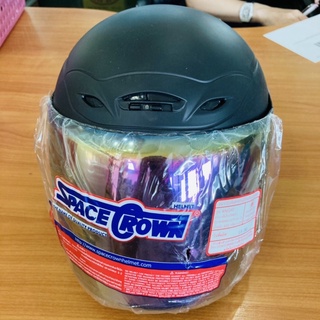 หมวกกันน็อกเต็มใบ แบบเปิดหนา 570 มม. spacecrown รุ่น knight (สีดำด้าน) ปรอดรุ้ง