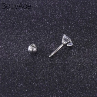Bodyace 1 ชิ้น สีคริสตัล ทรงกลม ต่างหูสตั๊ด ต่างหูสเตนเลส กระดูกอ่อน กระดูกอ่อน เจาะ ลูกบาศก์ เซอร์โคเนีย ต่างหู