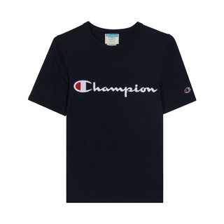 Champion Logo Embroidered Cursive Round Neck Short-Sleeve T-Shirt Couple Style US Life Line T1919G-549465