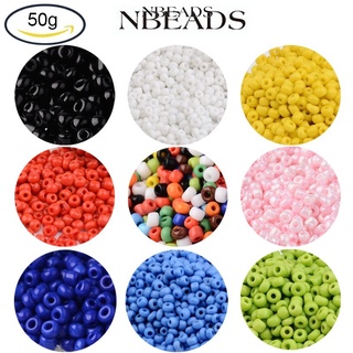 Nbeads ลูกปัดแก้วทึบแสง ทรงกลม ขนาด 2 มม. รูขนาด 1 มม. หลากสี สำหรับทำเครื่องประดับ 3303 ชิ้นต่อ 50 ก.