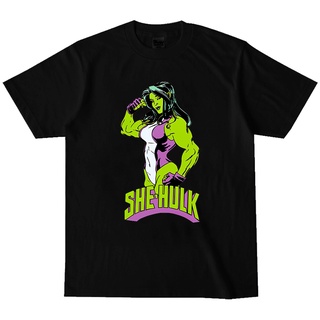 เสื้อยืดคอกลม พิมพ์ลาย She-Hulk สไตล์คลาสสิก สําหรับผู้ชาย และผู้หญิง มีสีดํา สีขาว