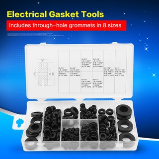 180 Pcs Rubber Grommet Wire Ring Electrical Gasket Washer Seal Assortment - intl