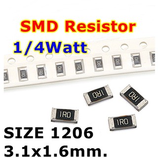 1206 9.1R 10R 22R 47R 68R 75R 82R 100R SMD Resistor 3.1x1.6mm. 1/4Watt