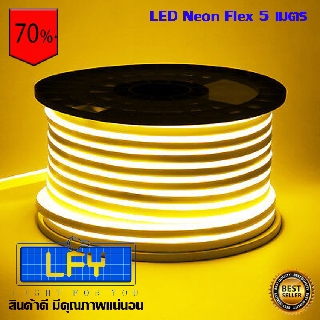 LED Neon Flex ไฟเส้นประดับตกแต่งแม้ในบ้าน หรือนอกบ้าน มีสีให้เลือกมากมาย แสงสีวอร์มไวท์ ยาว 5 เมตร