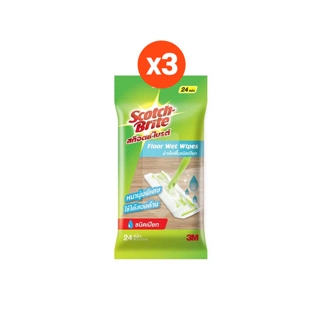 สก๊อตช์-ไบรต์® ผ้าถูพื้นชนิดเปียก ใช้แล้วทิ้ง 24 แผ่น X 3 แพ็ค Scotch-Brite® Floor Wet Wipes, Disposable Floor Wiper, 24 Sheets X 3 Packs