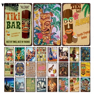 Way To Tiki Bar Tin Sign Vintage Metal Sign Retro Plaque Sign Metal Wall Decor Wall Poster for Bar Club Man Cave Decoration