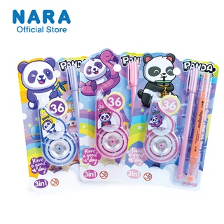 PANDA แพ็คเครื่องเขียนต้อนรับเปิดเทอม 3 in 1 (ปากกาน้ำเงิน + เทปลบคำผิด + ปากกาไฮไลท์) *สุ่มสีปากกาไฮไลท์*