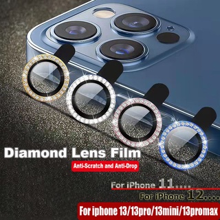 【Apple】เคสกระจกนิรภัยป้องกันเลนส์กล้องสําหรับ Iphone 11Pro promax 12 pro mini 13 Pro mini Promax Camera Metal Ring Glass Protective Cap