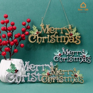 ป้ายตัวอักษร Merry Christmas พลาสติก กลิตเตอร์ สีทอง สีเงิน 14 20 ซม. สําหรับแขวนตกแต่งปาร์ตี้คริสต์มาส