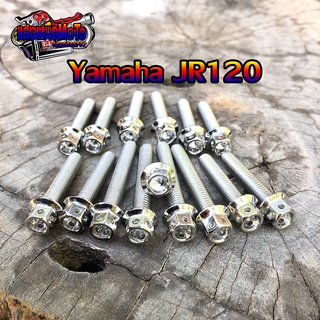 น็อตแคร้งเครื่อง Yamaha JR120 สแตนเลสแท้ 15ตัว ซ้าย-ขวา