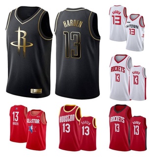 ใหม่ เสื้อกีฬาแขนกุด ลายจรวด Harden NBA Jersey No.13 พลัสไซซ์ คุณภาพสูง สไตล์เรโทร คลาสสิก