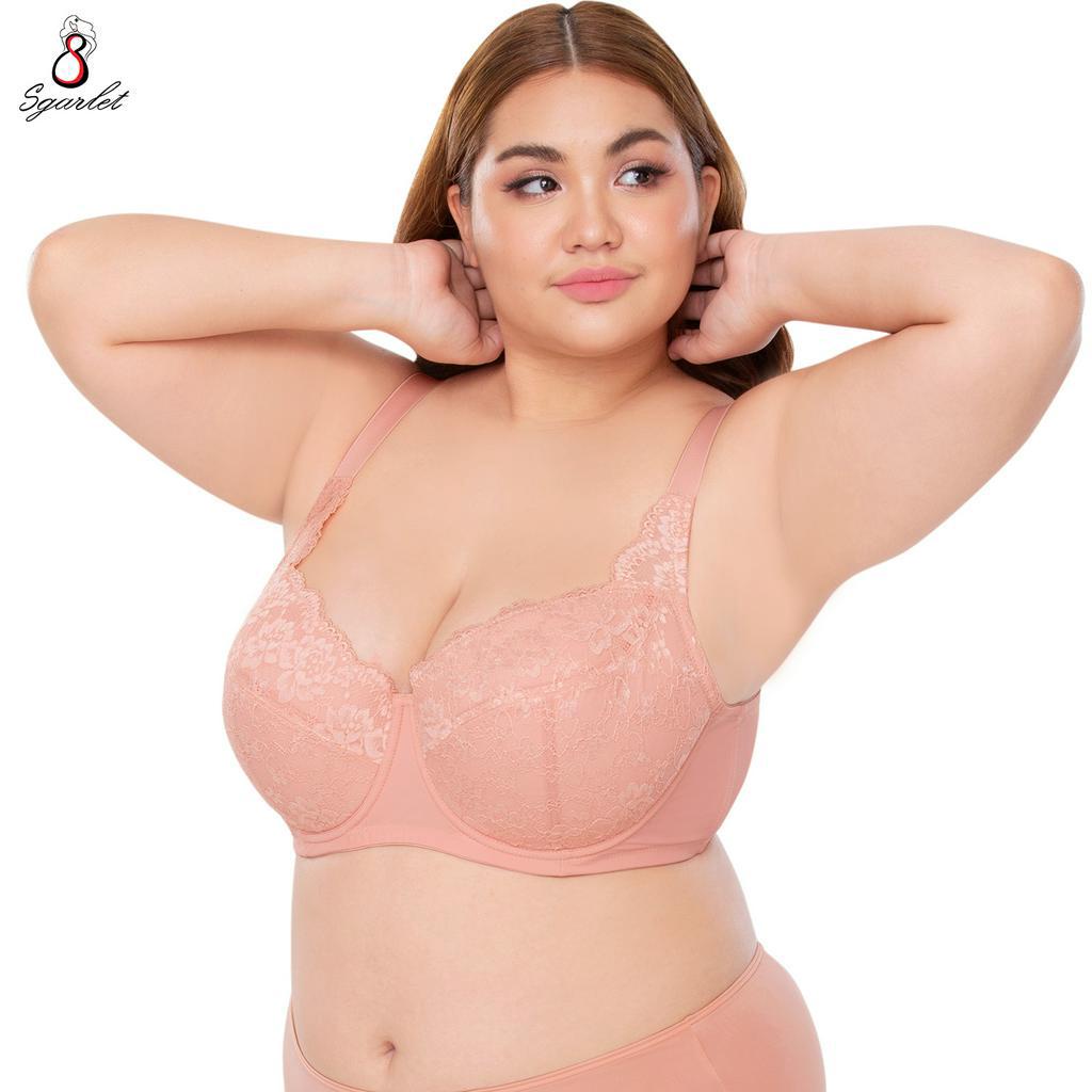 Sgarlet เสื้อในไซส์ใหญ่มีโครง เก็บทรงคัพ โอบกระชับรอบตัว ผ้าลูกไม้ สีโอลด์โรส/ดำ MB1737 - รูปที่ 3