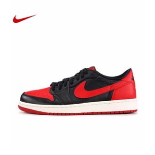 การส่งเสริม แท้จริงNIKE Air Jordan 1 Retro Low Bred black red 2015 เตรียมจัดส่ง