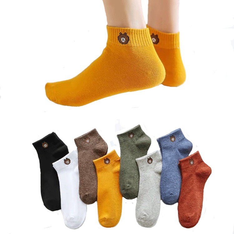 Salad-so [ซื้อ 1 คู่ แถม 1 คู่ ] ถุงเท้าหมี ถุงเท้าแฟชั่น คุณภาพดี พร้อมส่ง