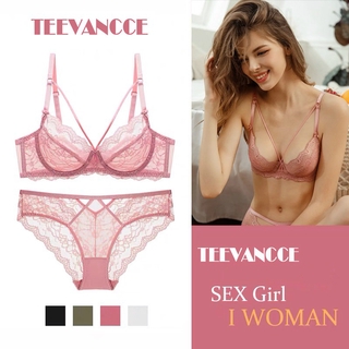 4 สี 32-42 ABCDE Bra ยอดนิยมขนาดใหญ่ Ultra-thin ไม่มีฟองน้ำ Bra Crisscross Lace ชุดชั้นในสตรี