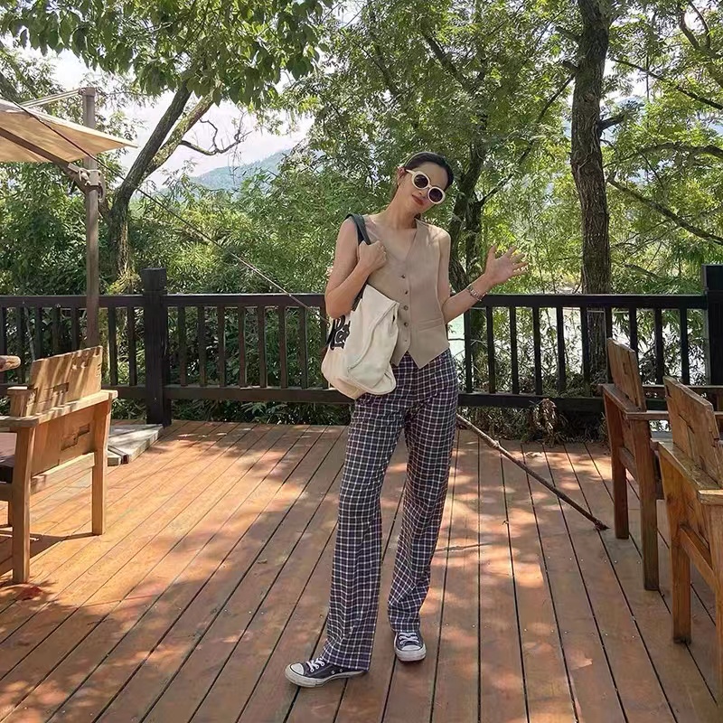 ส่งทันที Cici(NO. 2247)TankTop🪄 เสื้อเบลเซอร์แขนกุดคอวี ดีเทลกระดุมผ่ากลางสไตล์วินเทจเกาหลี - รูปที่ 3