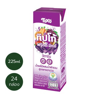 TIPCO Fruity Mix น้ำผลไม้ผสมน้ำผักรวม สูตรแครอทม่วง Purple Carrot ขนาด 225 มล. x 24 กล่อง ยกลัง (1ลัง/24กล่อง)