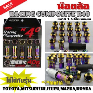 น๊อตล้อ น๊อตล้อเหล็ก น๊อตล้อเกลียว น๊อตล้อรถยนต์ RACING COMPOSITE R40 1.5 สีไทเทเนียม 20ตัว พร้อมบล็อคถอดน๊อตล้อเบอร์ 17