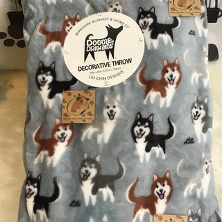 ไซบีเรียนฮัสกี้ผ้าลายน้องหมา นำเข้าจากอเมริกา  Siberian Husky dog 🐶 🐾 decorative plush throw blanket from USA  Brand new