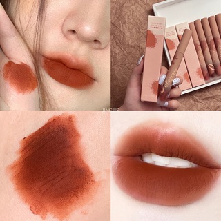 【Jingjie】ลิปสติกลิปกลอส Velvet Matte เคลือบริมฝีปาก Zhizhi