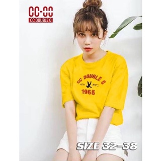 🔖HOT เสื้อยืดแขนสั้นงานปักงานป้ายCCOO ใส่ได้ทั้งหญิงและชาย [ผ้าCOTTON100%]  [ไซส์ S,M,L,XL], มีบริการเก็บปลายทาง NO.08