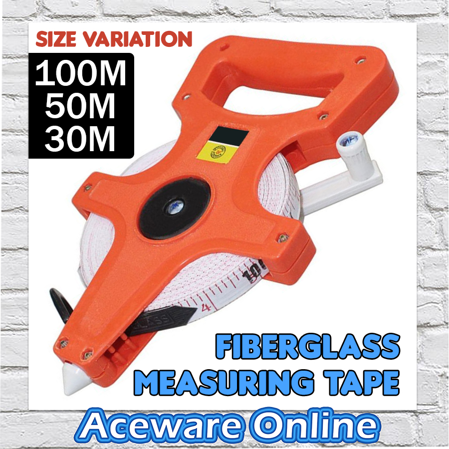 30m / 50M / 100M เทปวัดไฟเบอร์กลาส A-Type Retractable แบบพกพาเมตริกเครื่องมือวัด Tali Ukur Besi Jenis A