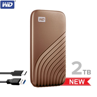 WD My Passport SSD 2TB ฮาร์ดดิสก์แบบพกพา Type-C, USB 3.0 (WDBAGF0020BGD-WESN) Harddisk สีทอง Read 1050 MB/s2 ประกัน 5 ปี