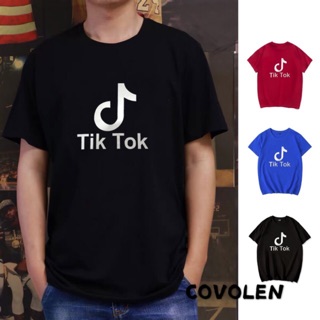 TIK TOK เสื้อยืดแฟชั่นเกาหลีสําหรับผู้หญิงผู้ชายคอกลม k9L