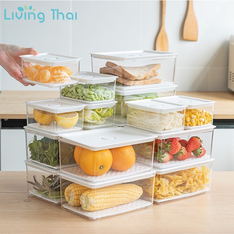Living Thai กล่องเก็บของในตู้เย็นมีฝาปิด พิเศษสำหรับเก็บผักผลไม้และเนื้อสัตว์