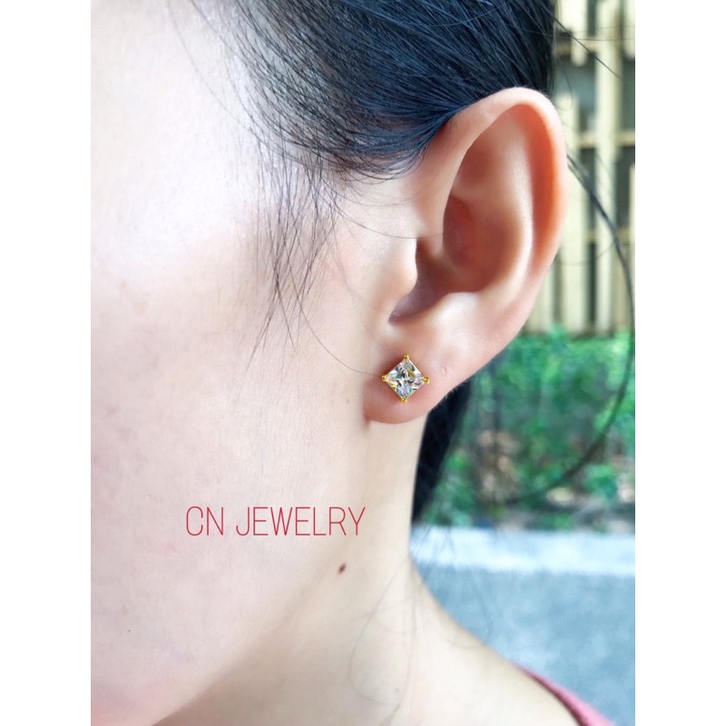 [⚡️ลดเพิ่ม 30% เก็บโค้ดหน้าร้าน] 1คู่ ต่างหูเพชร CZ (วัสดุอย่างดี ไม่ลอกดำ แพ้ง่ายใส่ได้) CN Jewelry ราคา ถูกที่สุด ดีลบีเคเค แกลเลอรีภาพที่ 3