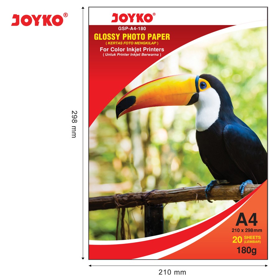 กระดาษภาพถ่ายมันเงา Joyko Gsp A4 180 Gsm (20 แผ่น)