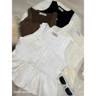 Rinnie Crop เสื้อกล้าม ทรงครอป แต่งชายระบาย กระดุมแกะได้ทุกเม็ด ผ้านิ่ม ใส่สบาย พร้อมส่ง
