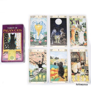 Folღ 78 Cards Deck Tarot Of Pagan Cats การ์ดเกมการ์ดสําหรับใช้ในการดูดครอบครัวงานปาร์ตี้