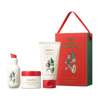 Innisfree Green Tea Seed Skin Care / Serum Set (Serum 80ml, Cream 50ml, Foam Cleanser 100g) 2021 Holidays LTD Edition