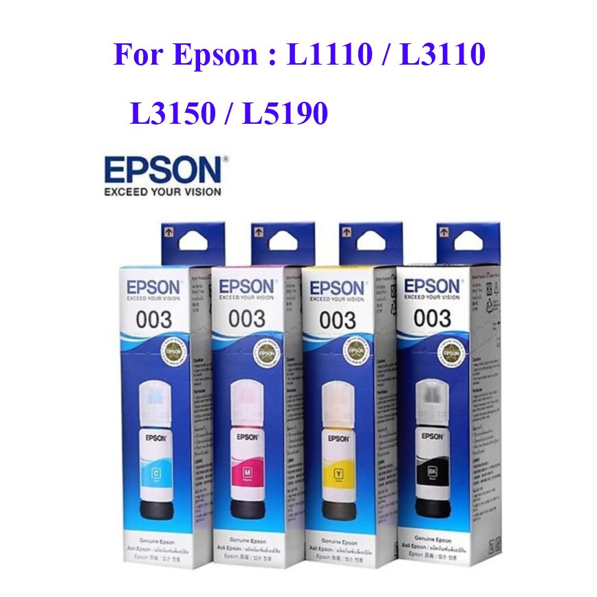 หมึกเติมแท้เอปสัน  003 4 สี  For Epson : L1110 / L3110 / L3150 / L5190