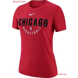 เสื้อยืดครอป Nike Womens Chicago Bulls Practice Performance T-Shirt - Red ชิคาโก บูลส์ Chicago Bullsเสื้อยืด เ