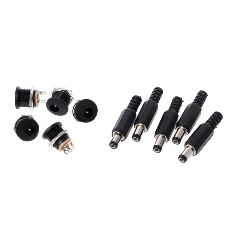 Oke 5 ชิ้น 5 5 มิลลิเมตร x 2 1 มิลลิเมตรชายสําหรับ DC Power Plug Connector + 5 ชิ้นสกรูล็อคหญิง Pan