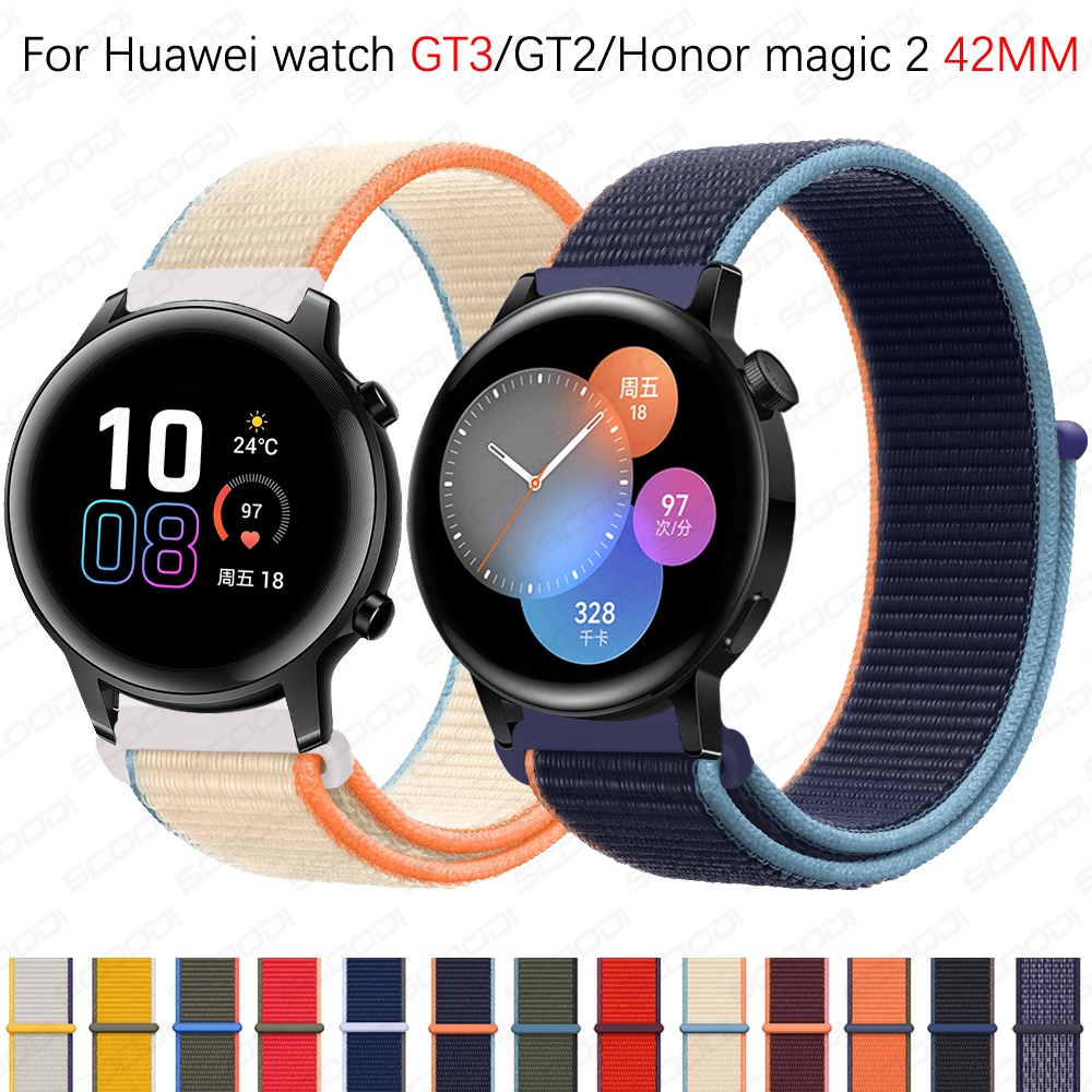 สายรัดห่วงไนลอนสําหรับนาฬิกา Huawei GT3 42MM / GT 2 42mm / Honor watch Magic 2 42mm Sport Band