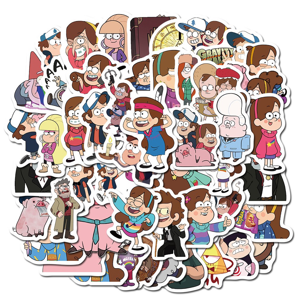 Gravity Falls สติกเกอร์กันน้ำรูปแบบที่แตกต่างกัน, 50 ชิ้น
