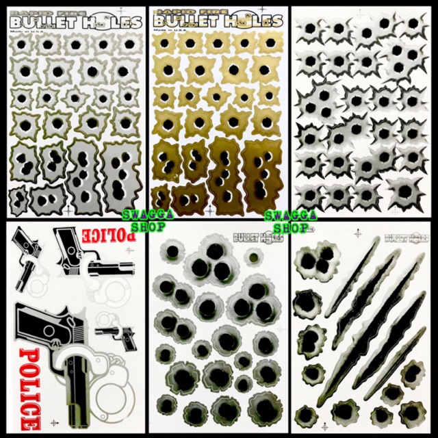 สติกเกอร์ แต่งรถ รอยกระสุน 💥 ขนาดA4 ไดคัท สติ๊กเกอร์