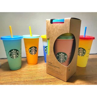 🔥 พร้อมส่ง 🔥 “#แก้วสตาบัคส์” รุ่นใหม่เปลี่ยนสีตามอุณหภูมิ Color-Changing Reusable Cold Cups Starbucks 🔥