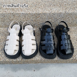 โค้ด 30DD915 ลดเพิ่ม 30% [พร้อมส่งจากไทย] Closed Toe Sandals รองเท้ารัดส้นสไตล์เกาหลี พื้นสูง 4.5 ซม.