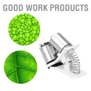 Good work products 60X กล้องจุลทรรศน์แว่นขยาย Loupe + ไฟ Led พร้อมคลิปเลนส์ไมโคร