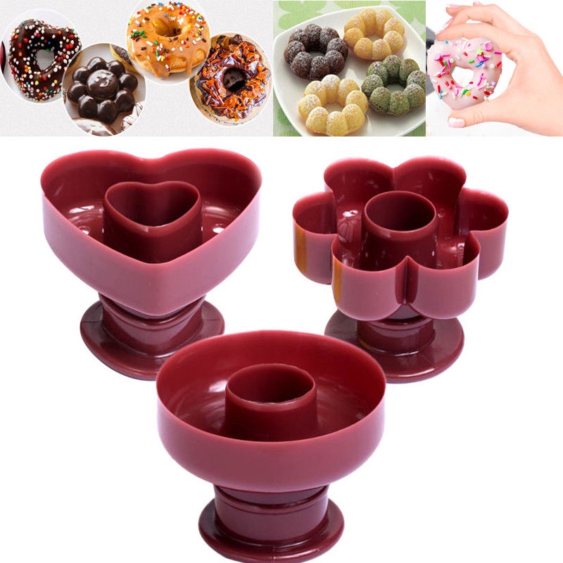 3 ชิ้น Doughnut แม่พิมพ์ถาดอบเครื่องมือเค้ก Maker โดนัทขนาดเล็ก Bakeware เครื่องตัดกระทะพลาสติกวัสดุ PP รอบสําหรับเบเกอรี่