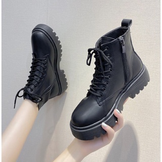 OhBlablaShoes พร้อมส่ง รองเท้าบูท ข้อต่ำ มีเชือก/มีซิป ไซส์ 35-40 สีดำ