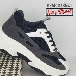 OVER STREET รองเท้าผ้าใบ ผู้หญิง 2 สี (ดำ , เทา) FOR WALKING เดินเที่ยวคล่องด้วยพื้นยางหนา เบา